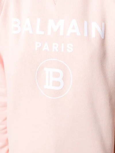 Shop Balmain Logo Sweatshirt In Oaj  Rose