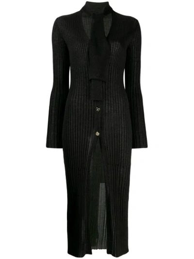Shop Just Cavalli Ribbed Button-up Cardigan In Black