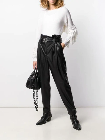 Shop Pinko High-waisted Belted Trousers In Black