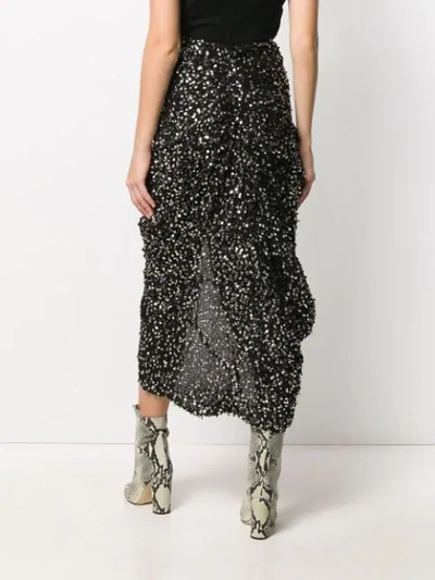 Shop Isabel Marant Sequinned Ruched Midi Skirt In Black