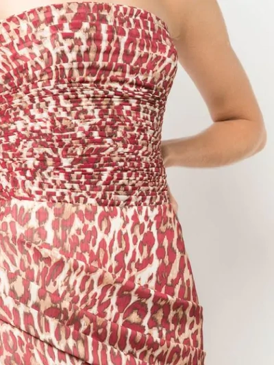 Shop Rasario Leopard Print Strapless Dress In Red
