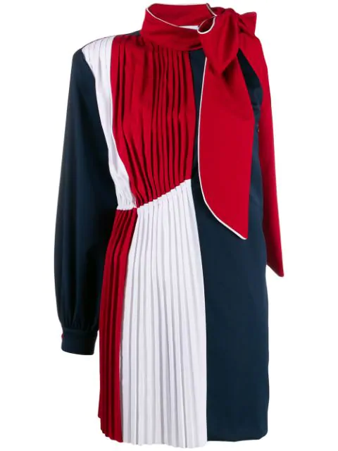 red pleated mini dress