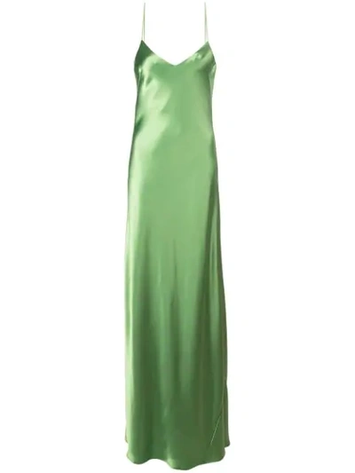 Shop Galvan Slip Evening Dress In Green