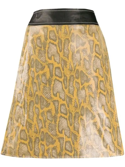 Shop Stand Studio Snake-effect A-line Skirt In Yellow