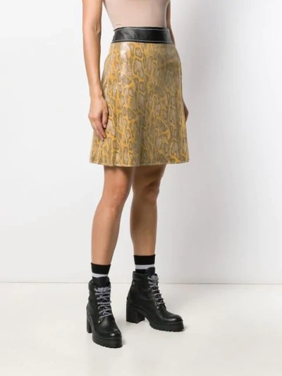 Shop Stand Studio Snake-effect A-line Skirt In Yellow