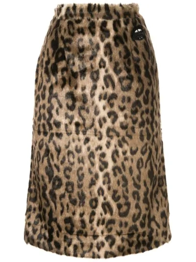 Shop Markus Lupfer Leopard Print Skirt In Brown