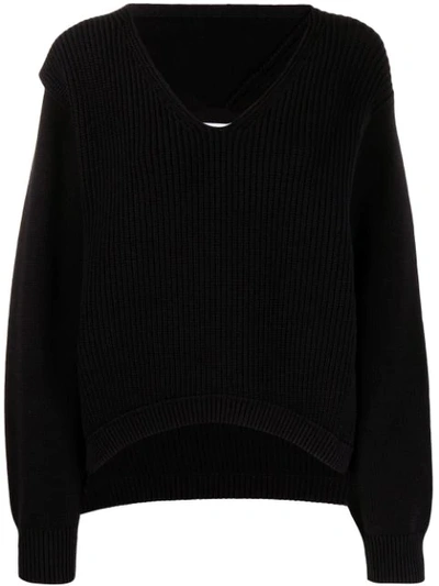 Shop Alexander Wang T Ribbed Knit Sweatshirt In Black