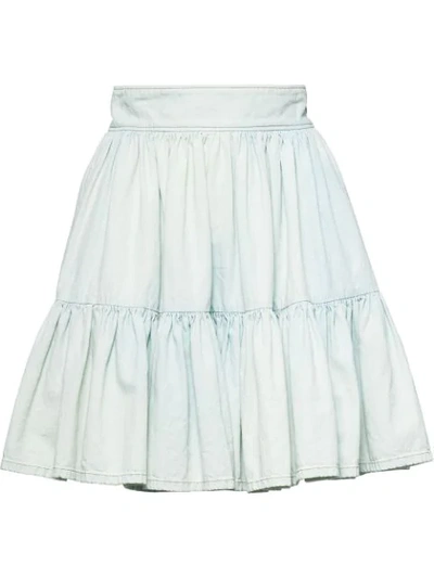 Shop Miu Miu High Waisted Denim Skirt In Blue