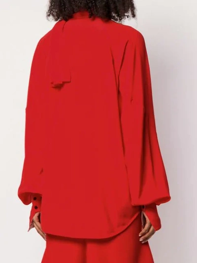 Shop Victoria Beckham Tie Neck Blouse In Red
