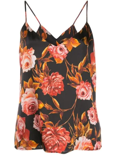 Shop L Agence Floral-print Camisole In Black