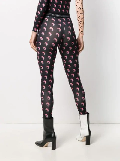 Shop Marine Serre Iconic Moon Print Leggings In Black