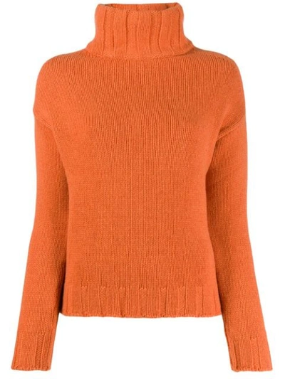 Shop Aragona Turtleneck Knit Jumper In Orange