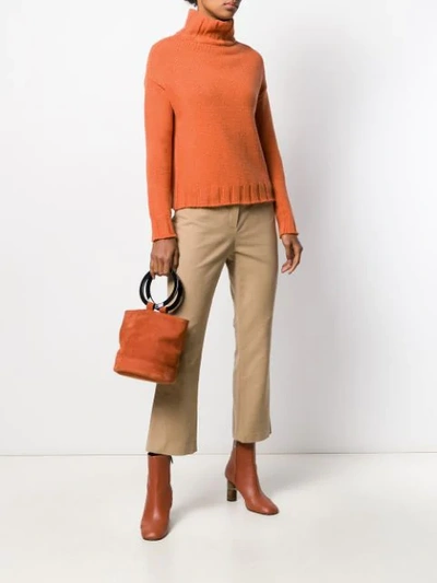 Shop Aragona Turtleneck Knit Jumper In Orange