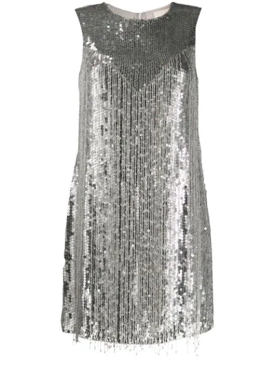 Shop Aniye By Sequin Fringe Dress In Grey