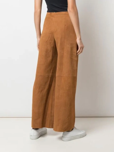 Shop Khaite Suede Effect Palazzo Pants In Brown