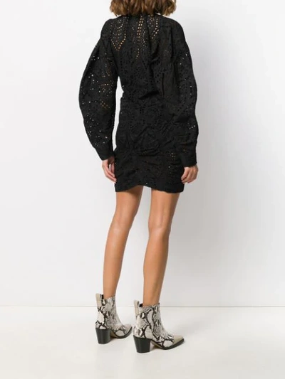 Shop Ganni Lace Mini Dress In 099 Black