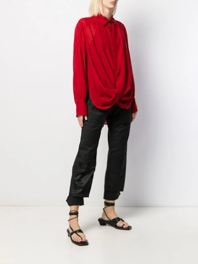 Shop Ann Demeulemeester Stitched Twist Shirt In 039 Red