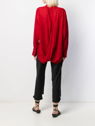 Shop Ann Demeulemeester Stitched Twist Shirt In 039 Red