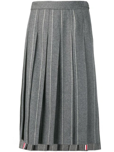 Shop Thom Browne Shadow-stripe Pleated Skirt In Grey