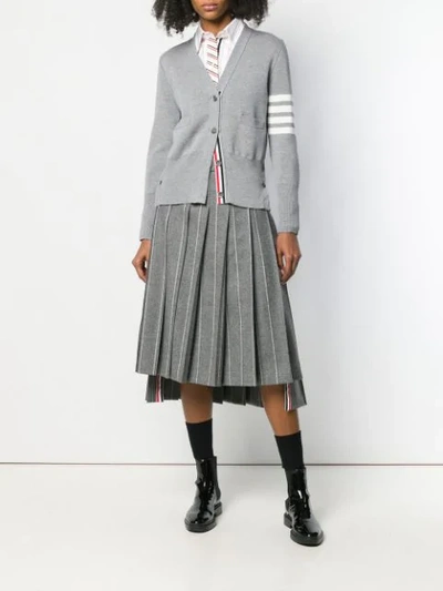 Shop Thom Browne Shadow-stripe Pleated Skirt In Grey