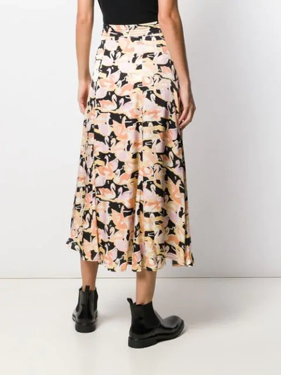Shop Stine Goya Swan Print Midi Skirt In Neutrals