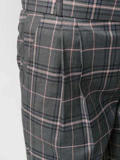Shop Be Blumarine Checked High-waist Belt Trousers In 129 Grigio