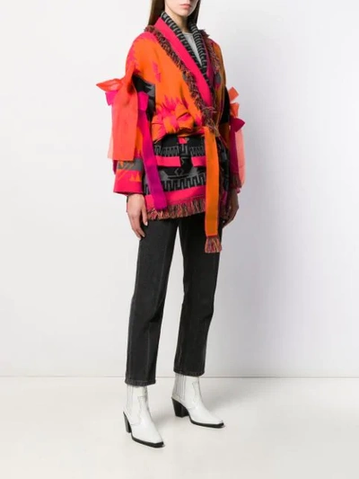 Shop Alanui Cashmere Intarsia Knit Cardi In P388 Multicolor