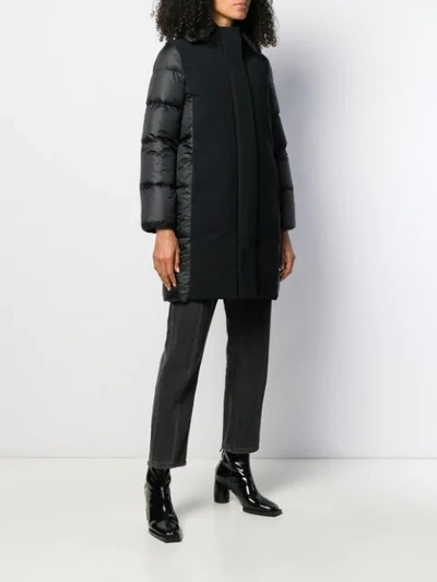 Shop Rrd Feather Down Hooded Coat In Black