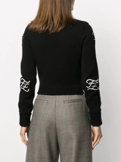 Shop Fendi Caligraphy Turtleneck Jumper In Black