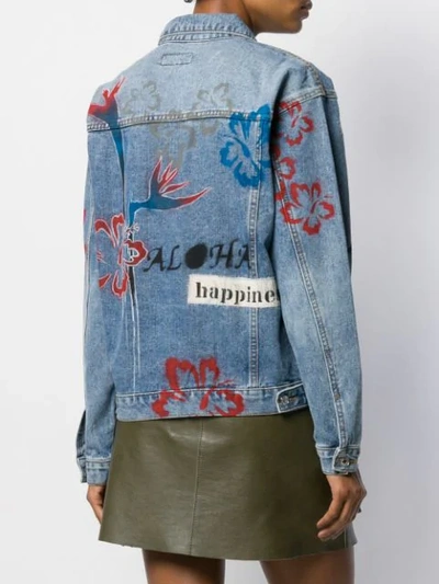 Shop Night Market Aloha Denim Jacket In Blue