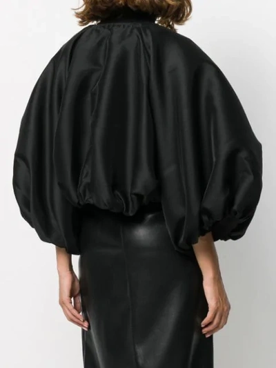 Shop Totême Balloon Sleeve Cropped Jacket In 200  Black