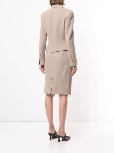 Pre-owned Chanel 1996s Two-piece Skirt Suit In Brown