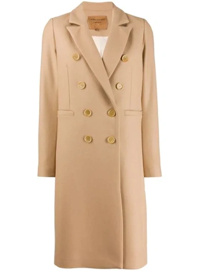 Shop Alessia Santi Double Breasted Midi Coat In Neutrals