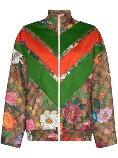 Shop Gucci Gg Flora Print Track Jacket In  Multicoloured:2103