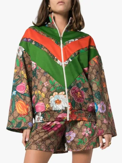 Shop Gucci Gg Flora Print Track Jacket In  Multicoloured:2103