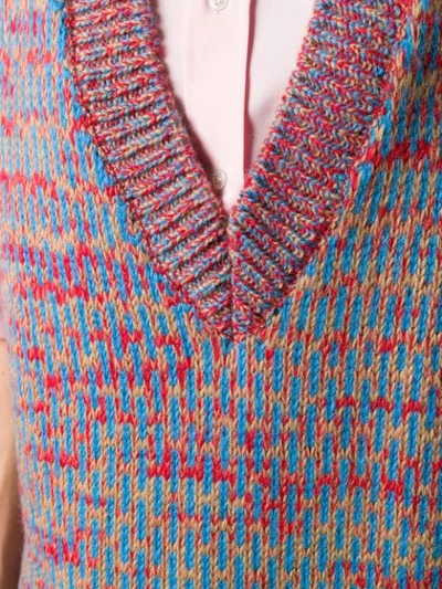 Shop Ganni V-neck Knitted Vest In Blue