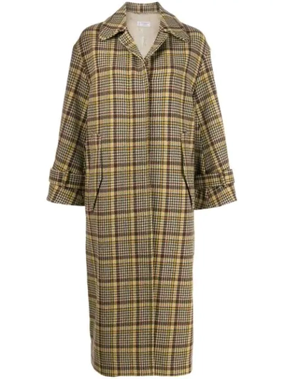 Shop Alberto Biani Plaid Single-breasted Coat In Brown