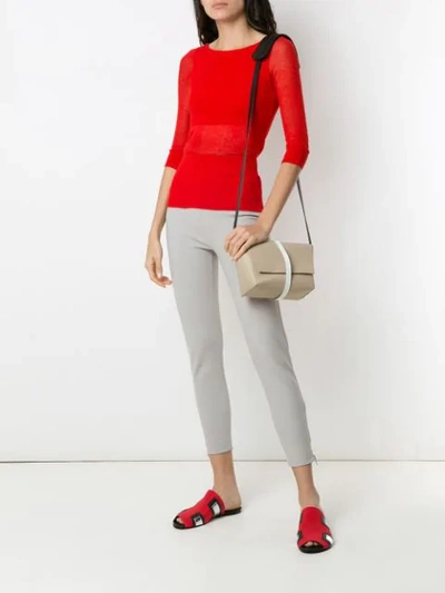 Shop Gloria Coelho Ribbed Knit Blouse In Red