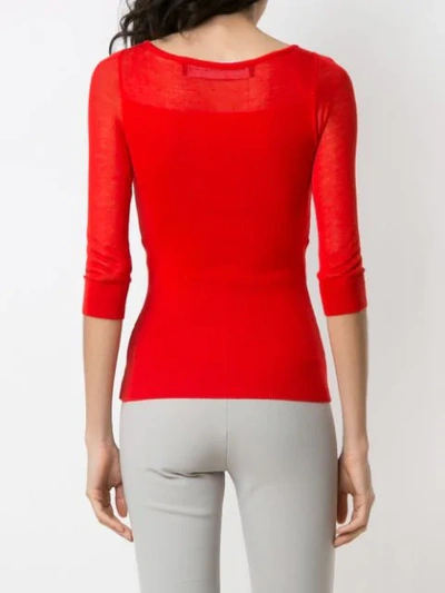 Shop Gloria Coelho Ribbed Knit Blouse In Red