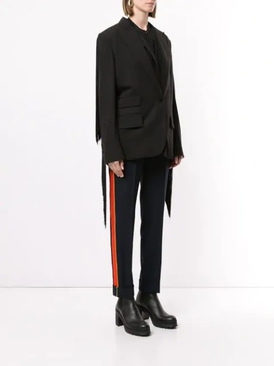 Shop Stella Mccartney Fringe Back Blazer In Black