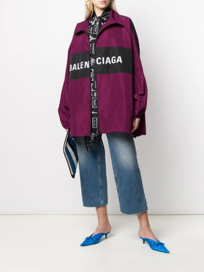 Shop Balenciaga Zipped Lightweight Jacket In Purple
