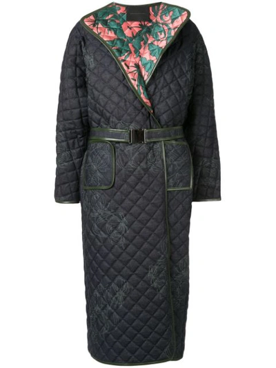 Shop Anteprima Fiore Gloriosa Belted Coat In Blue