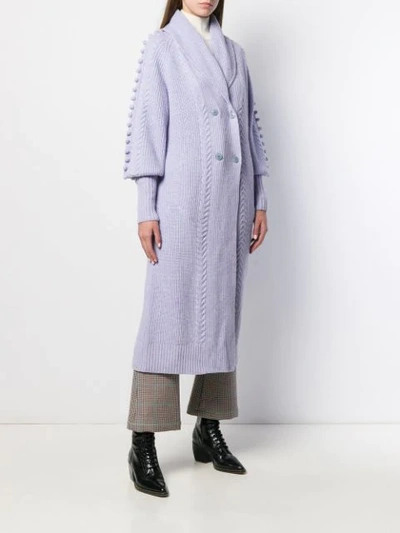 Shop Temperley London Bobble Embellished Long Cardi-coat In Purple