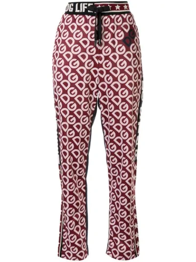 Shop Dolce & Gabbana Logo-print Straight-leg Track Pants In Red