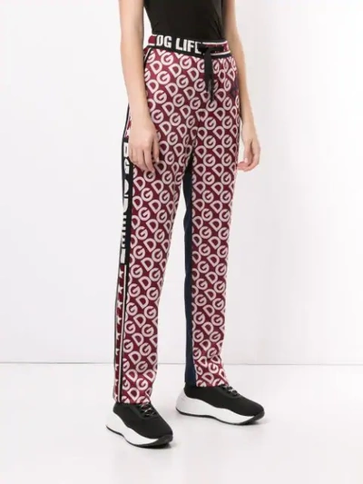 Shop Dolce & Gabbana Logo-print Straight-leg Track Pants In Red