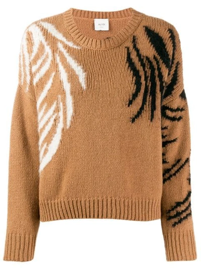 Shop Alysi Embroidered Detail Jumper In Brown