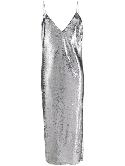 Shop Stella Mccartney Sequinned Low-back Midi Dress In Metallic