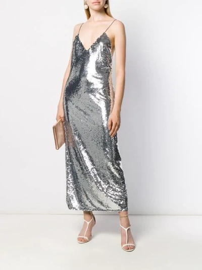 Shop Stella Mccartney Sequinned Low-back Midi Dress In Metallic