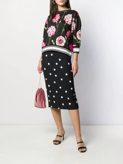 Shop Dolce & Gabbana Carnation Knit Sweater In Black
