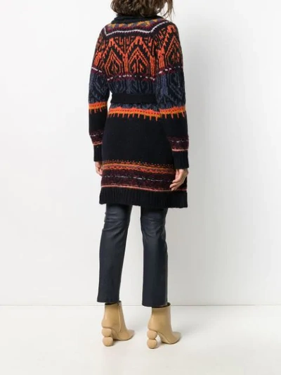 Shop Roberto Collina Patterned Knit Cardigan In Blue